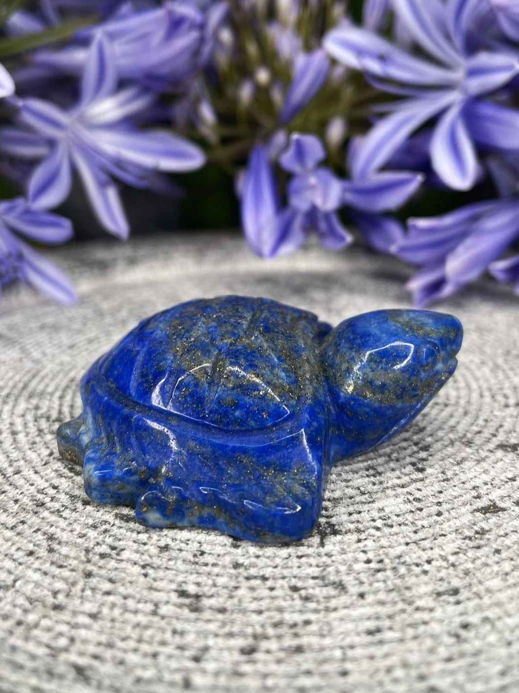 Beautiful Lapis Lazuli Crystal Turtle Carving