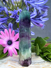 Load image into Gallery viewer, Colorful Snowflake Fluorite Crystal Tower Point
