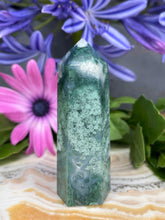 Load image into Gallery viewer, Natural Green Moss Agate Crystal Tower Point
