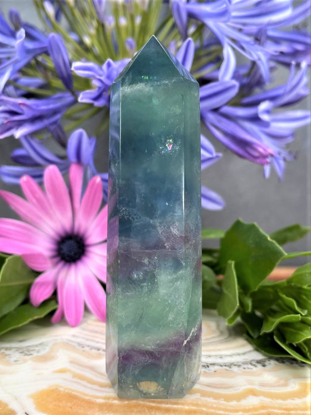 Colorful Fluorite Crystal Tower Point Chakra Healing