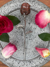 Load image into Gallery viewer, Mahogany Obsidian Rose Crystal Carving With Silver Stem
