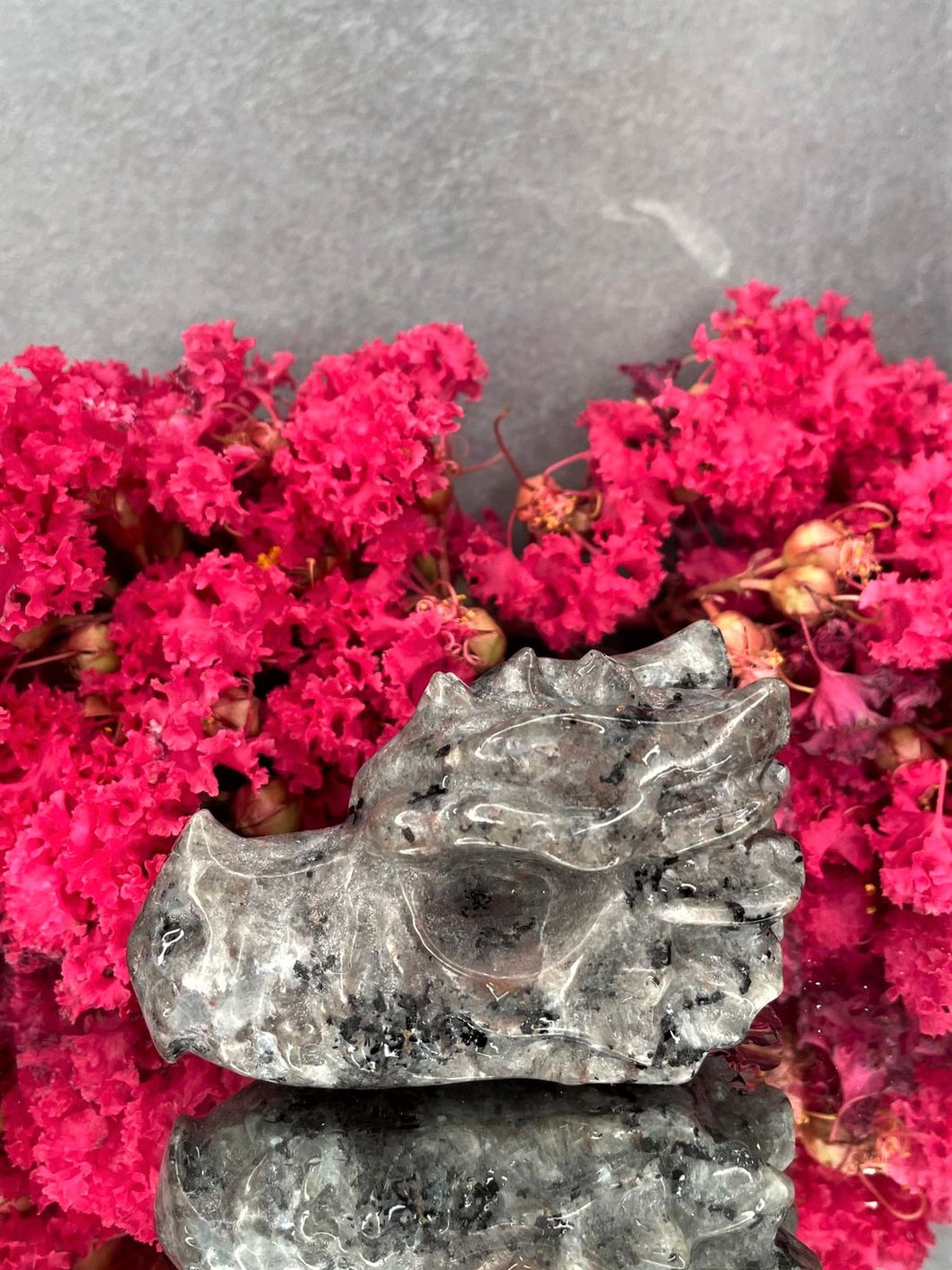 Healing Yooperlite Crystal Dragon Head Stone Carving