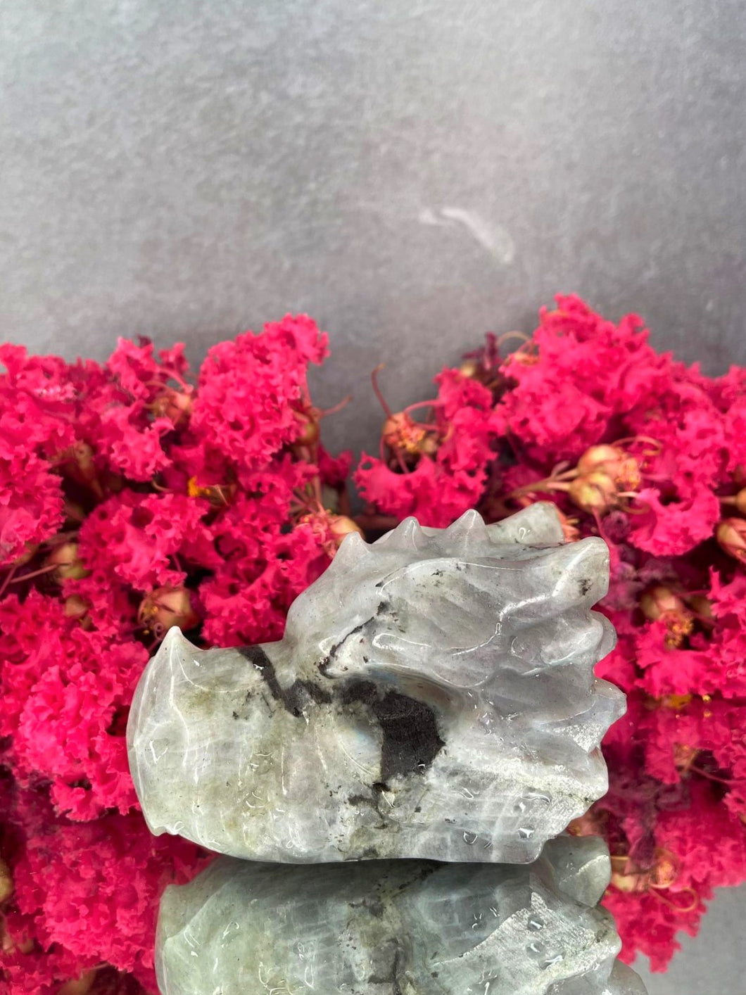 Healing Labradorite Crystal Dragon Head Stone Carving