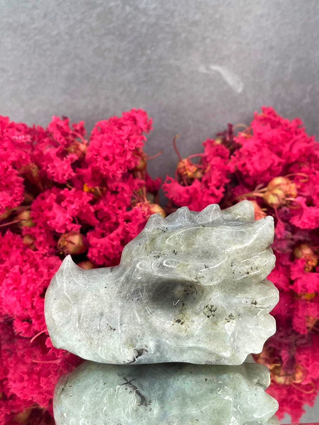 Dragon Head Labradorite Crystal Flashy Stone Carving