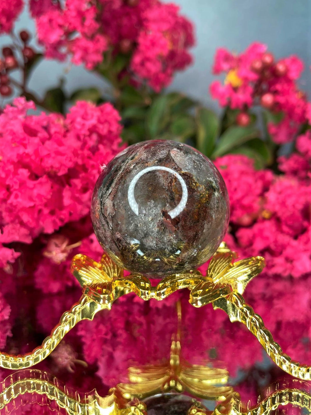 Natural Garden Quartz Lodolite Crystal Sphere