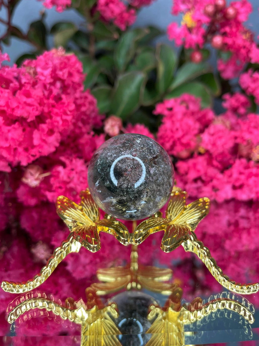 Small Garden Quartz Lodolite Crystal Sphere