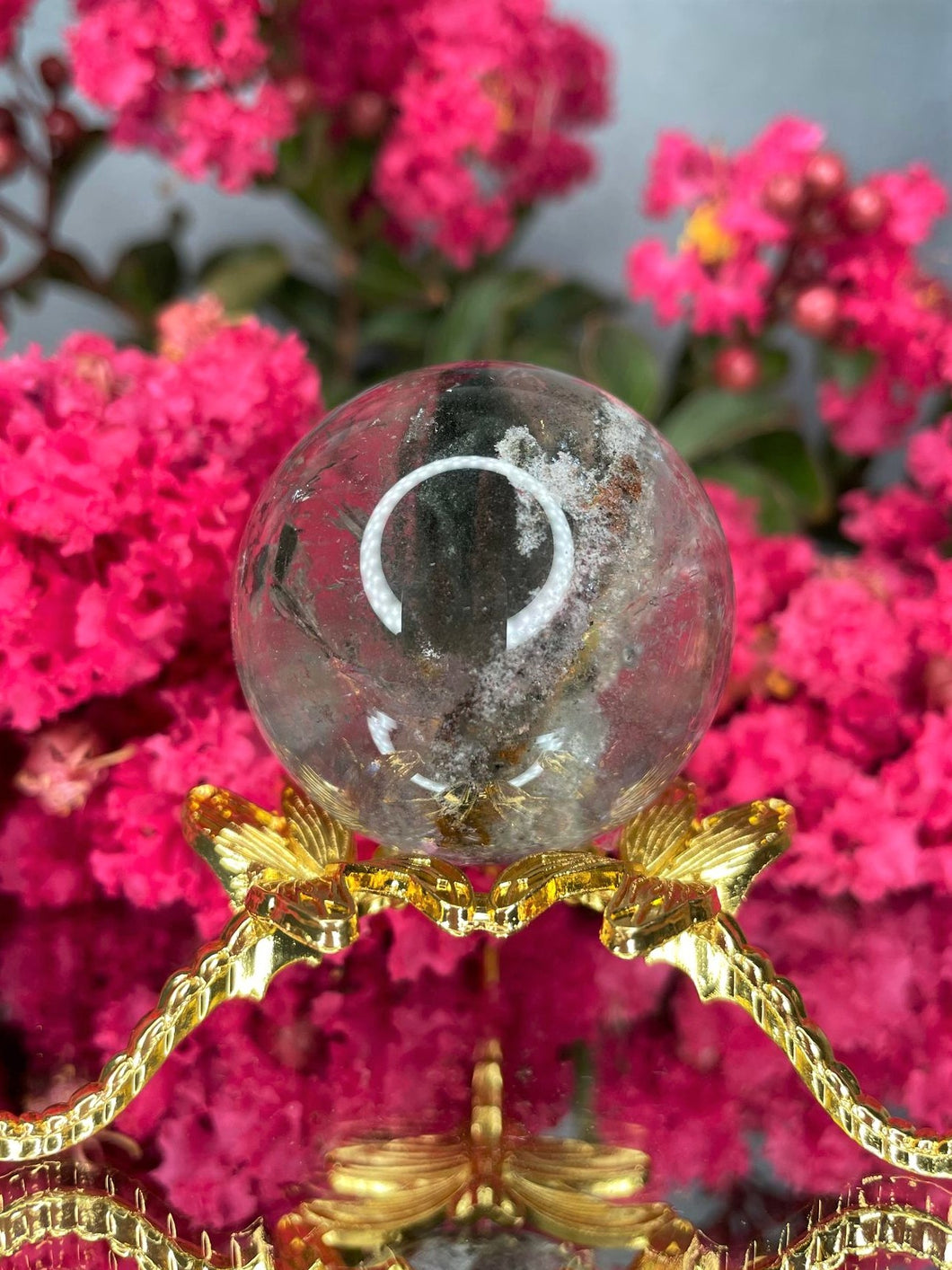 Clear Transparent Garden Quartz Lodolite Crystal Sphere