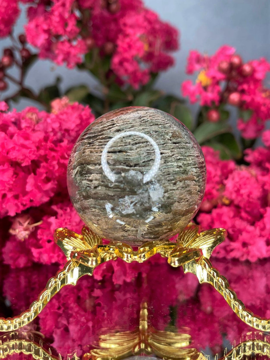 Thousand Layer Garden Quartz Lodolite Crystal Sphere