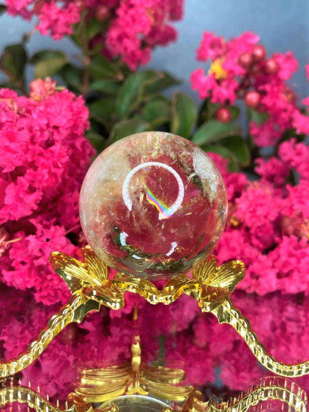 Beautiful Citrine Crystal Sphere With Rainbows