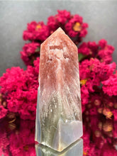 Load image into Gallery viewer, Breathtaking Green Quartz Pink Amethyst Crystal Tower Point
