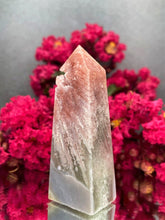 Load image into Gallery viewer, Breathtaking Green Quartz Pink Amethyst Crystal Tower Point
