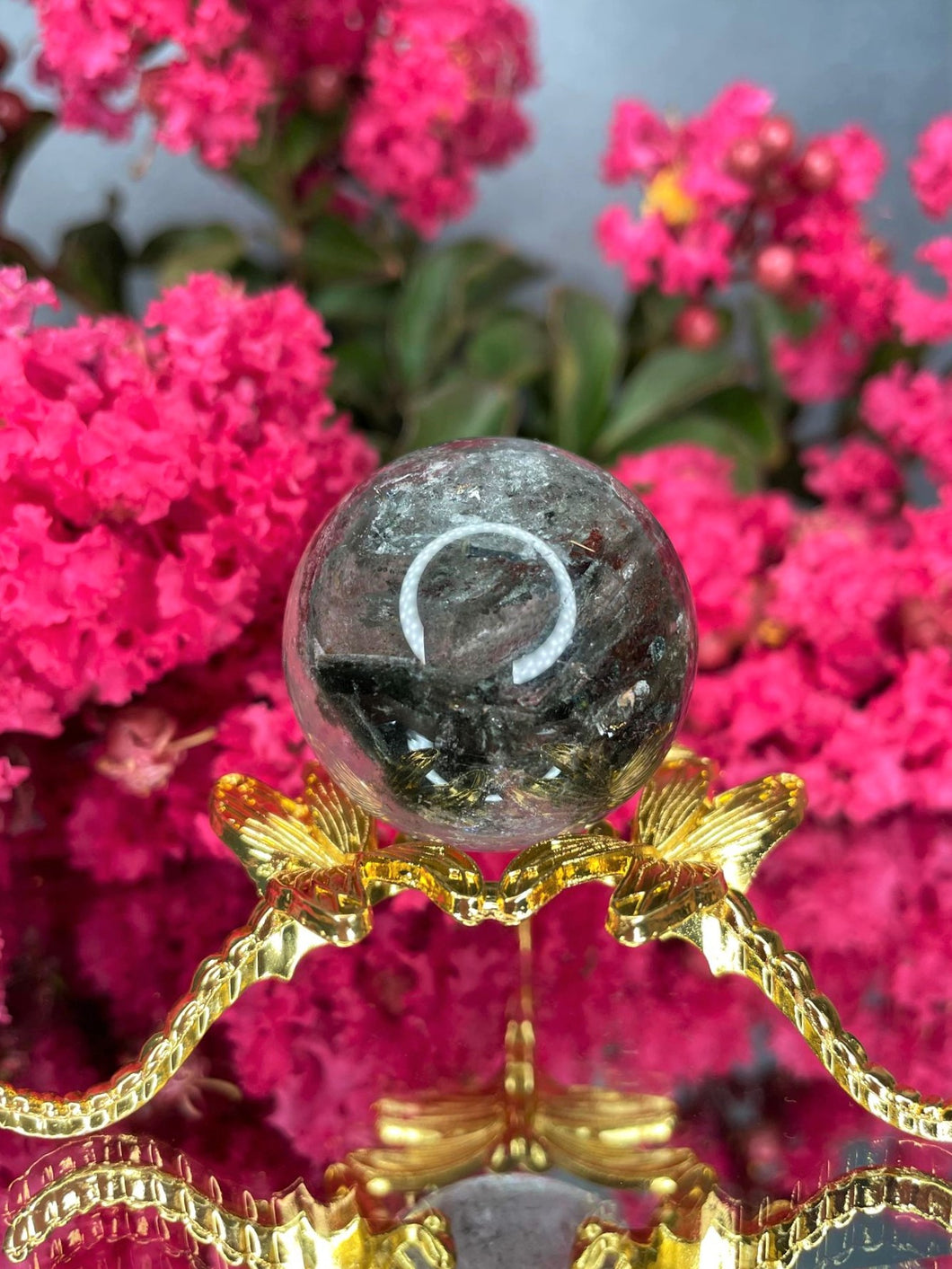 Grounding Garden Quartz Lodolite Crystal Sphere
