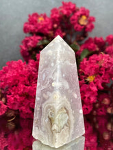 Load image into Gallery viewer, Druzy Green Quartz Flower Agate Crystal Tower Point
