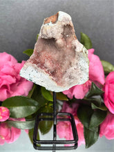Load image into Gallery viewer, Pink Amethyst Crystal Geode With Druzy On Fixed Stand 01
