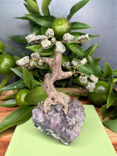 Load image into Gallery viewer, Tranquil Tree of Life Amethyst Cluster Base &amp; Pyrite Stone Leaves
