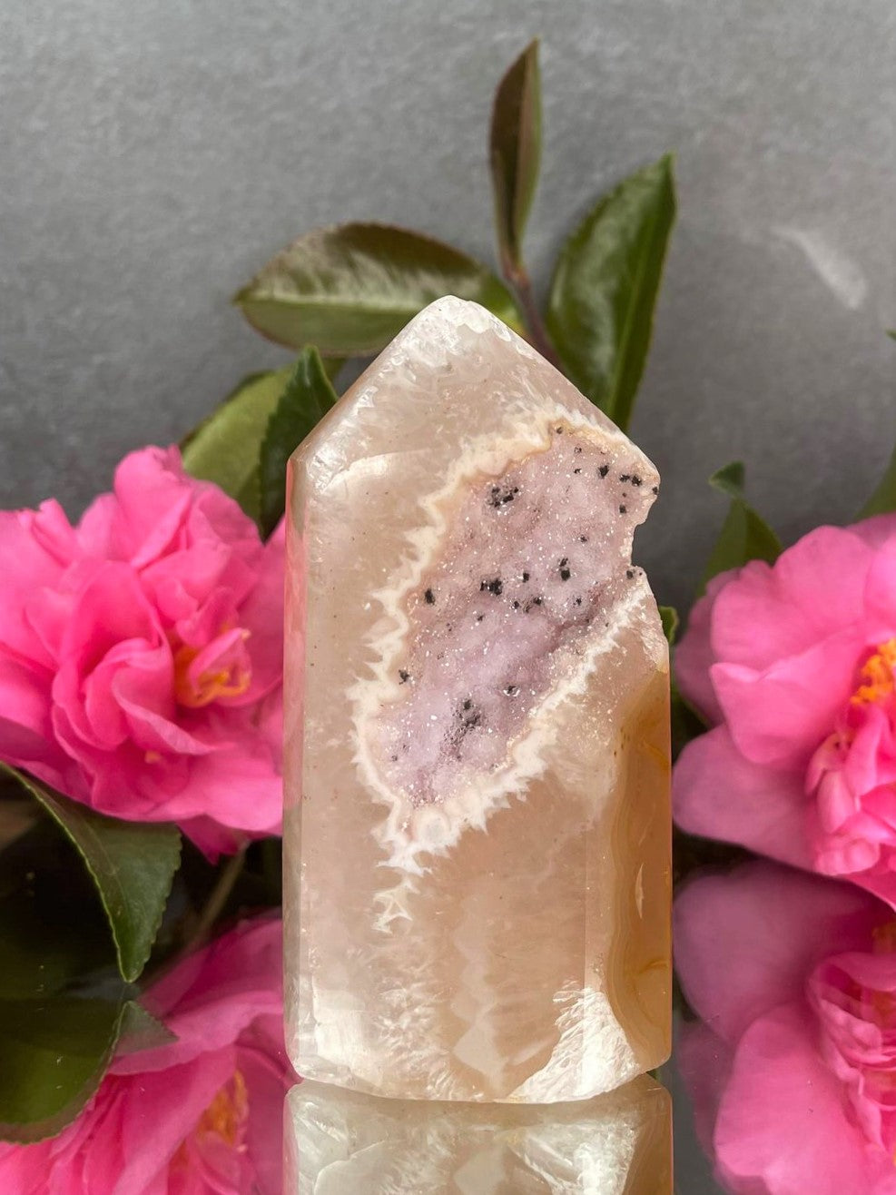 Stunning Druzy Agate Crystal Tower Point
