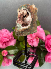 Load image into Gallery viewer, Pink Amethyst Crystal Geode With Druzy On Fixed Stand 23
