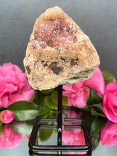 Load image into Gallery viewer, Pink Amethyst Crystal Geode With Druzy On Fixed Stand 33
