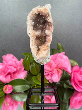 Load image into Gallery viewer, Pink Amethyst Crystal Geode With Druzy On Fixed Stand 15

