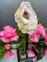 Load image into Gallery viewer, Pink Amethyst Crystal Geode With Druzy On Fixed Stand 22
