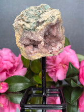 Load image into Gallery viewer, Pink Amethyst Crystal Geode With Druzy On Fixed Stand 20
