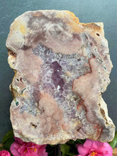 Load image into Gallery viewer, Elegant Pink Amethyst Slab On Stand With Druzy
