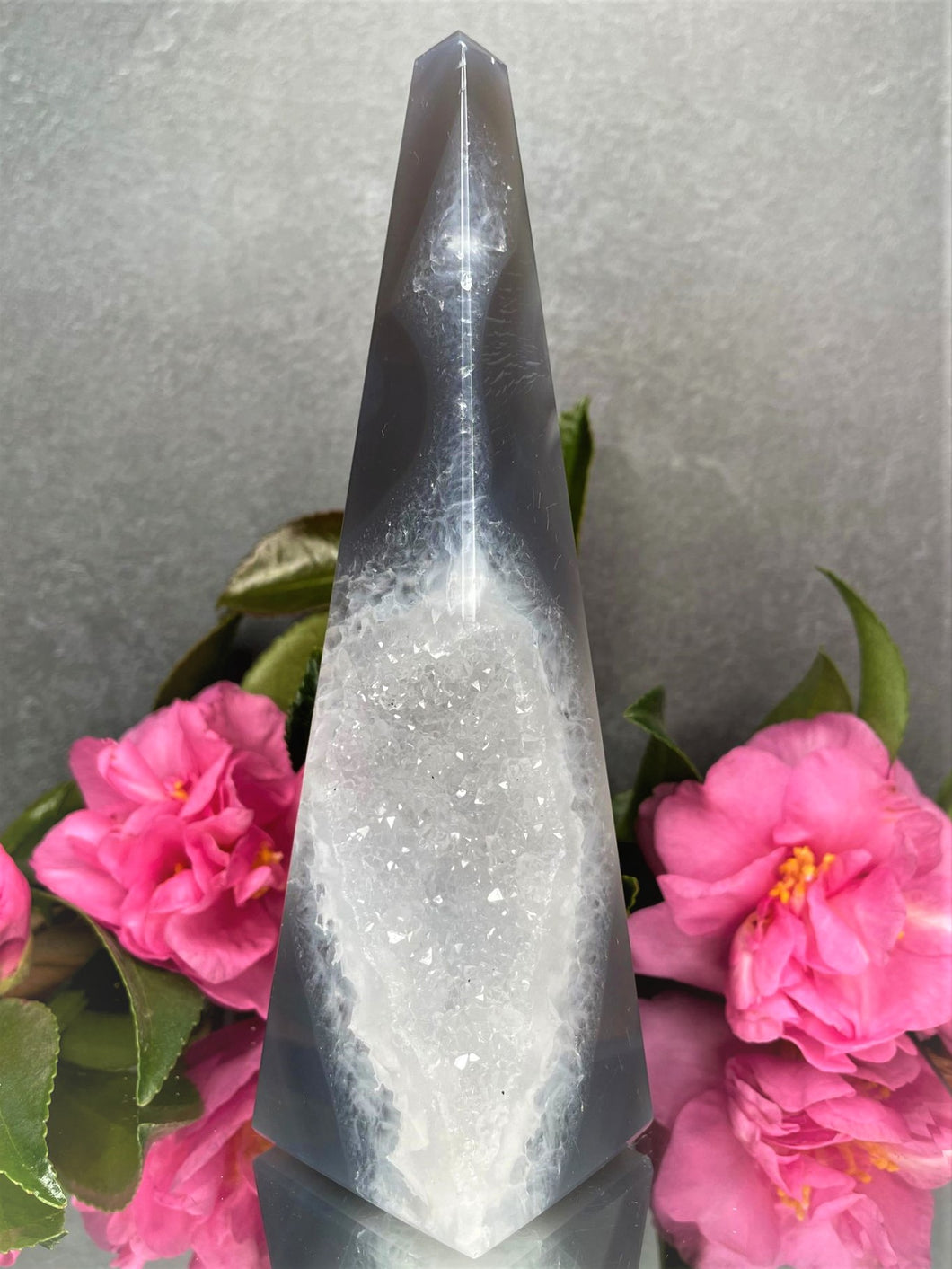 Exquisite Natural Druzy Agate Crystal Tower Point