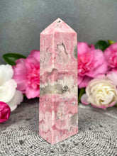 Load image into Gallery viewer, Peruvian Pink Rhodonite Crystal Tower Point
