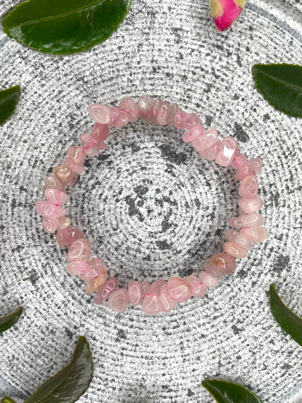 Rose Quartz Crystal Chip Stone Bracelet