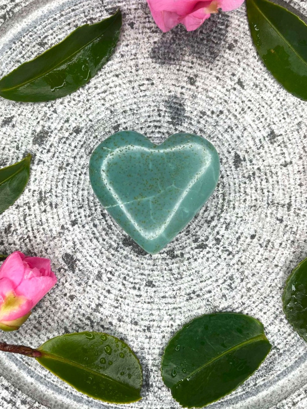 Green Agate Crystal Love Heart