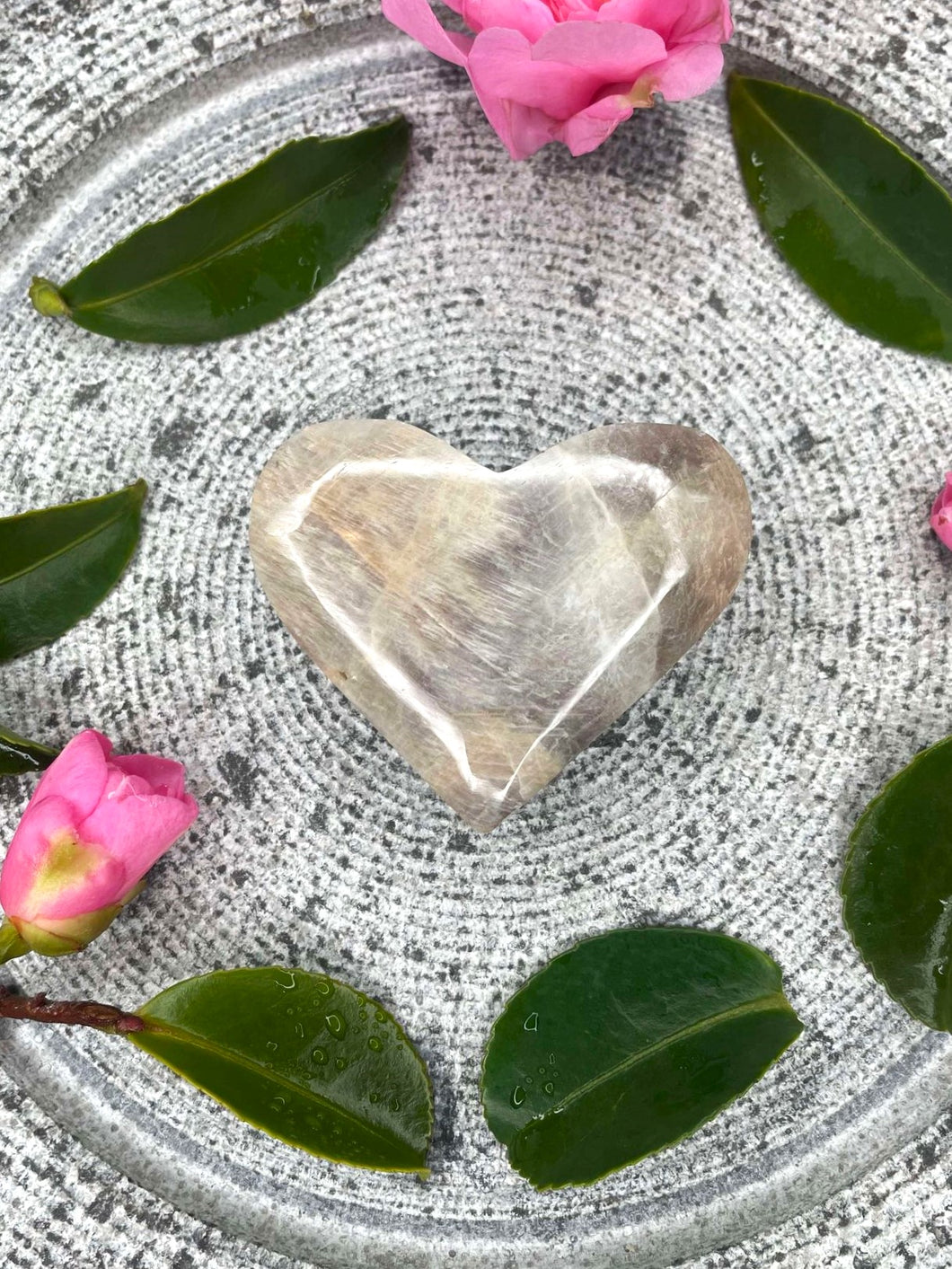 Moonstone Crystal Love Heart Carving