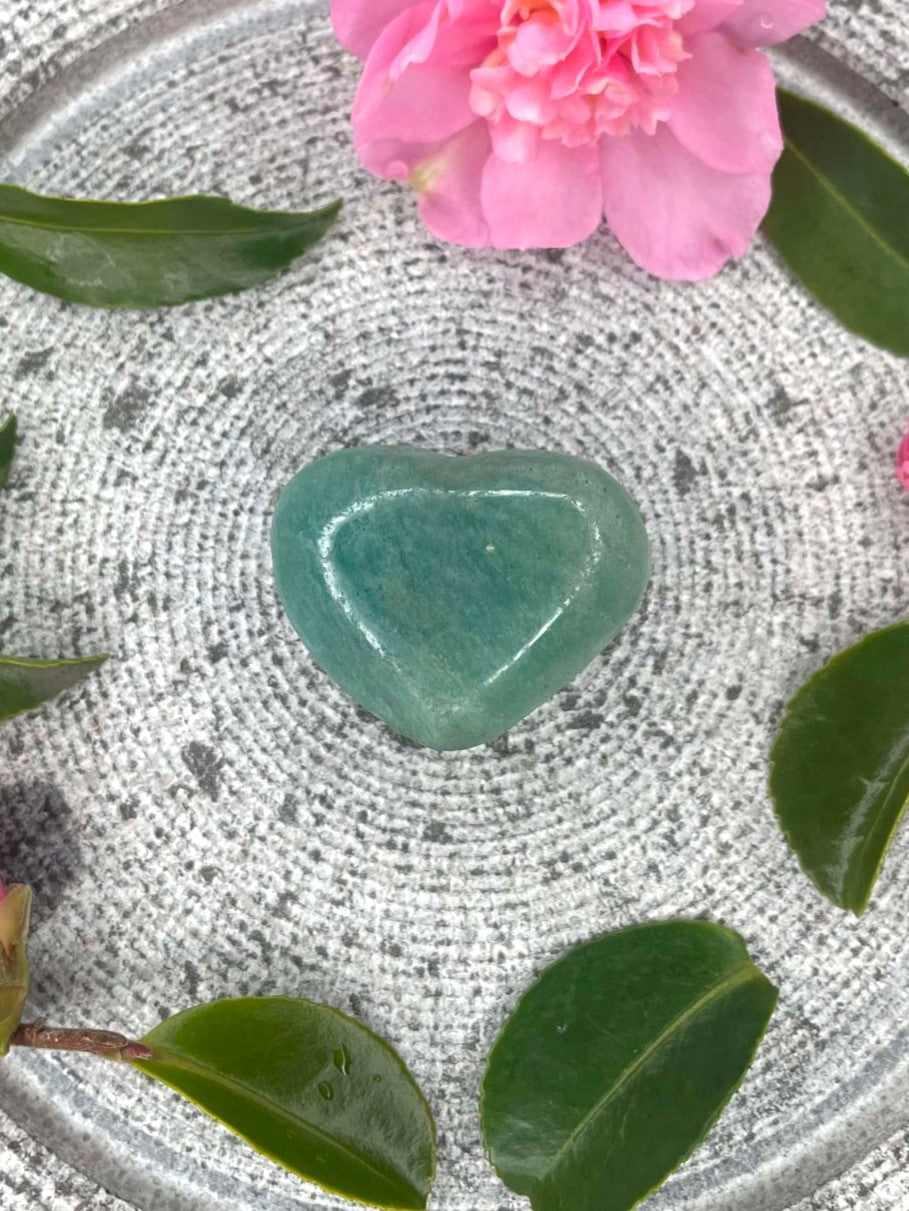 Small Amazonite Crystal Love Heart Carving 044