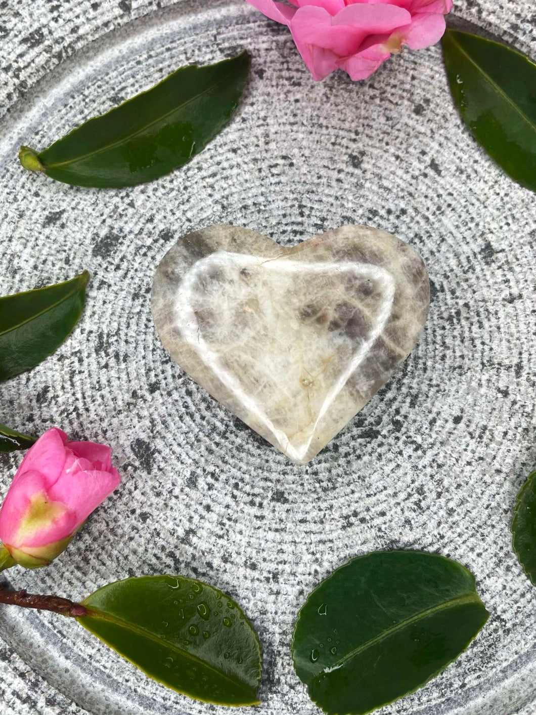 Beautiful Moonstone Crystal Love Heart Carving