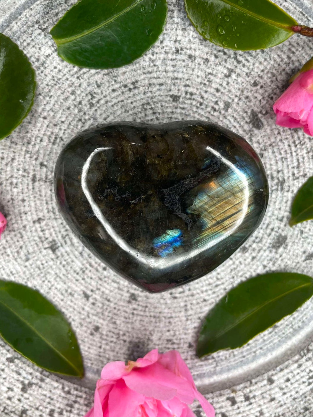 Beautiful Labradorite Crystal Love Heart Carving