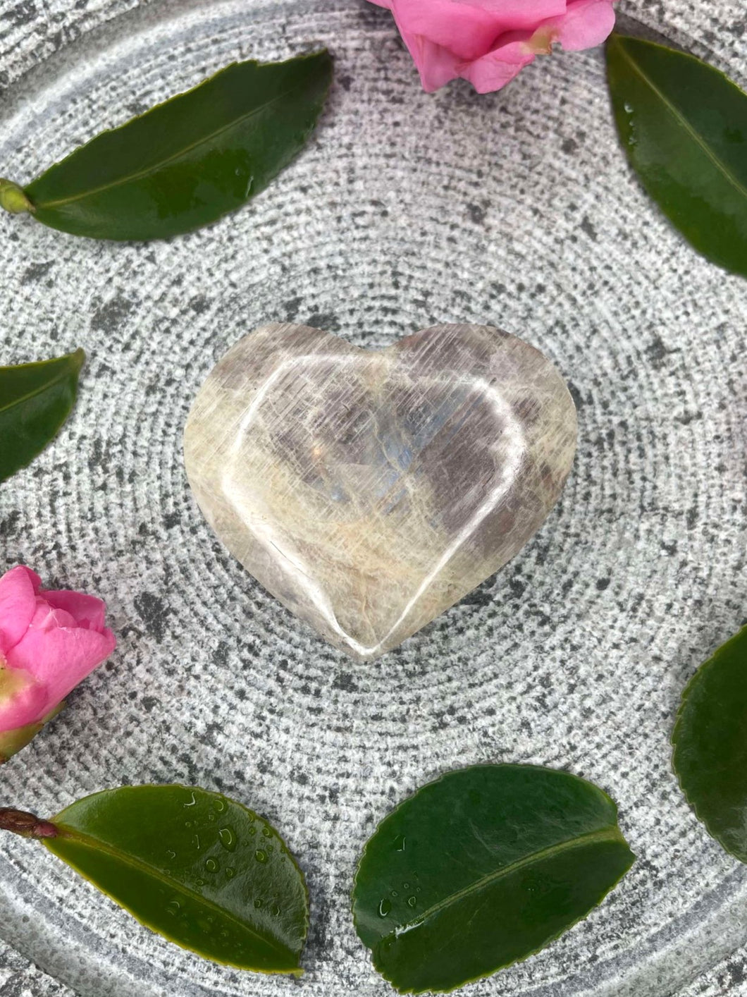 Tranquility Moonstone Crystal Love Heart Carving