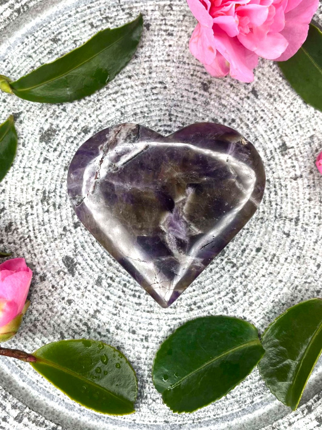 Chevron Dream Amethyst Crystal Love Heart Carving