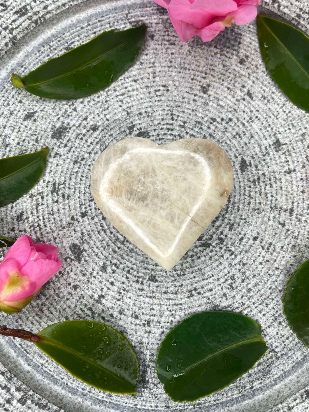 Stunning Moonstone Crystal Love Heart Carving