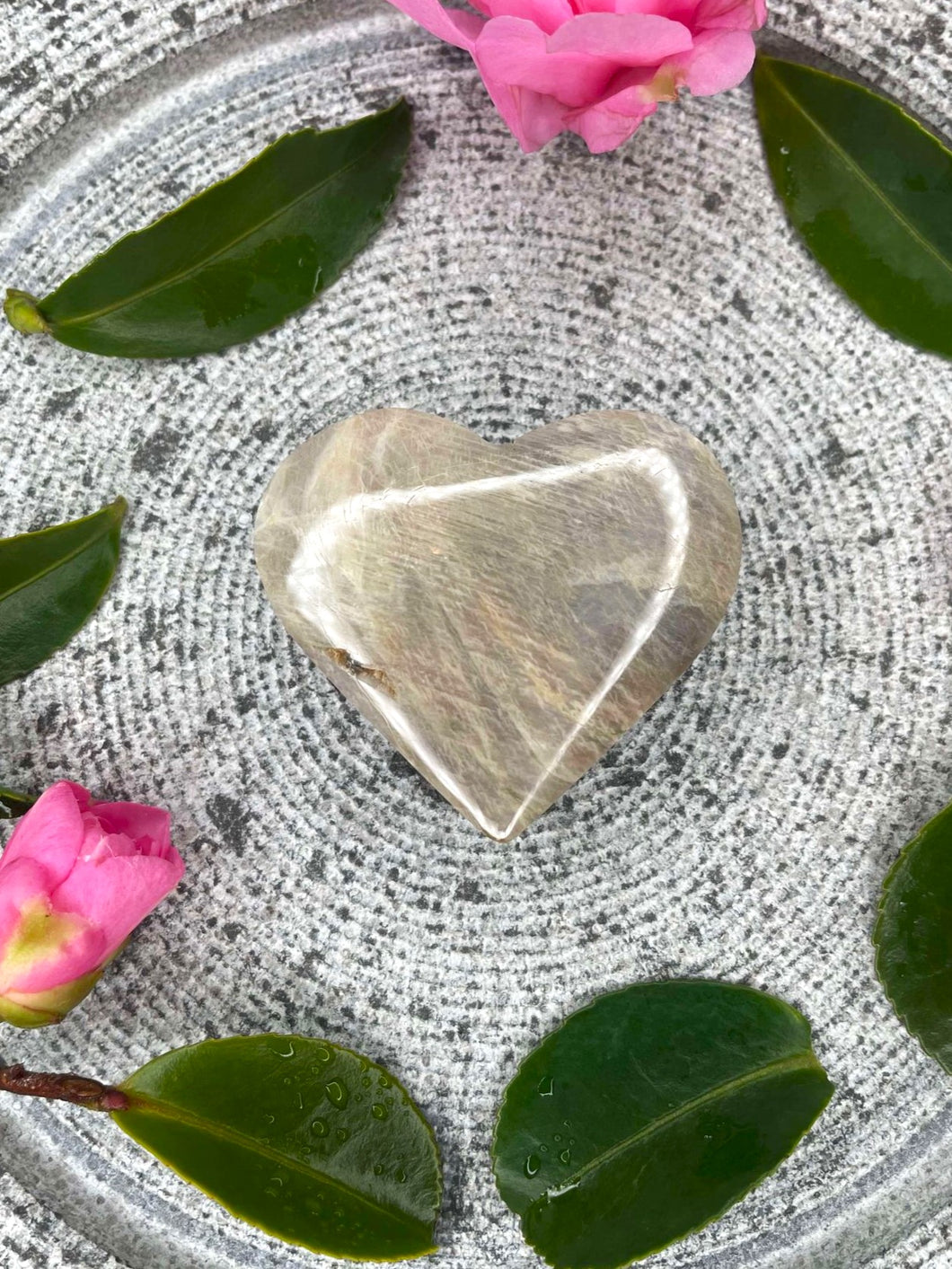 Fertility Moonstone Crystal Love Heart Carving