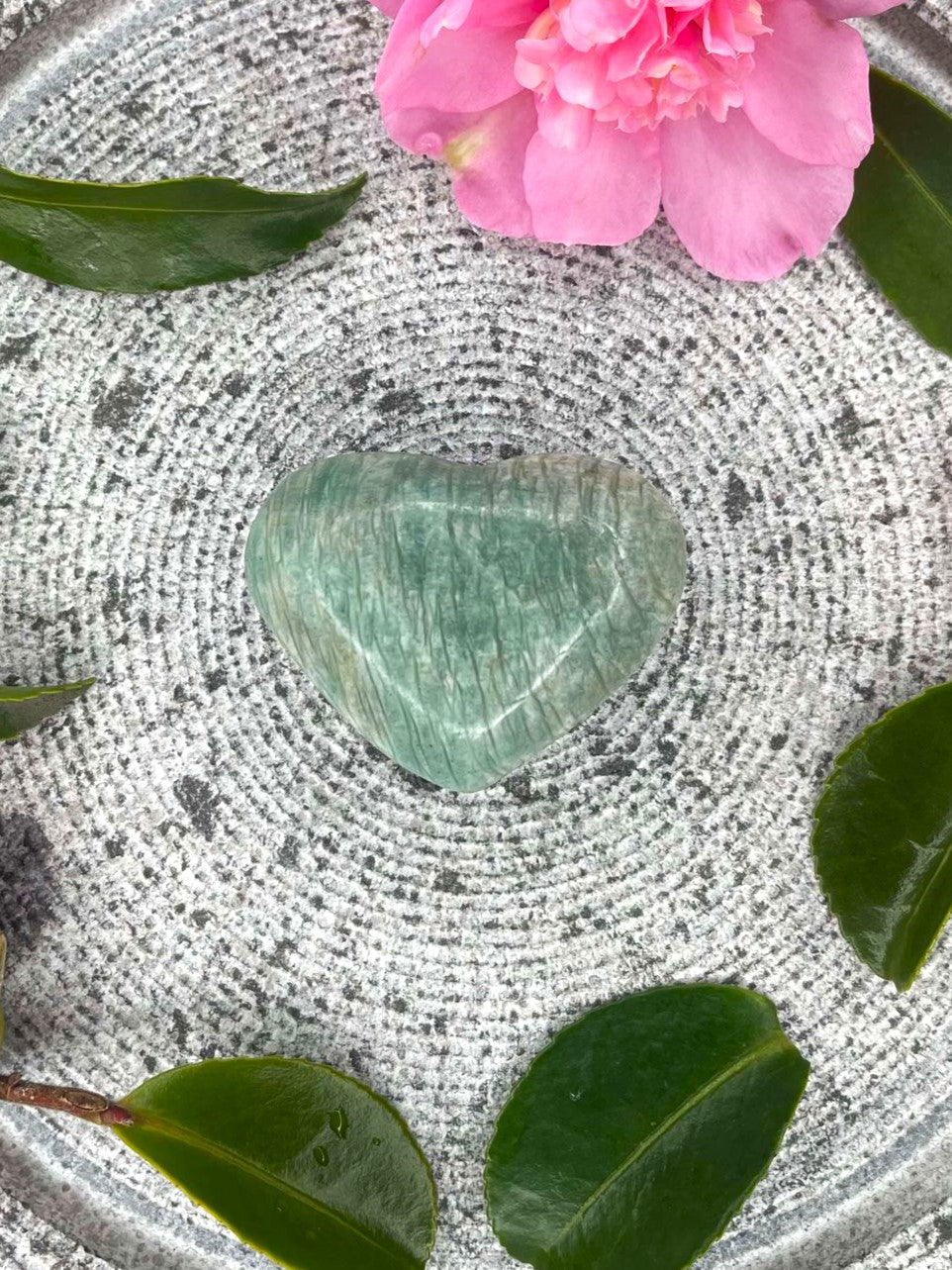 Small Amazonite Crystal Love Heart Carving 047