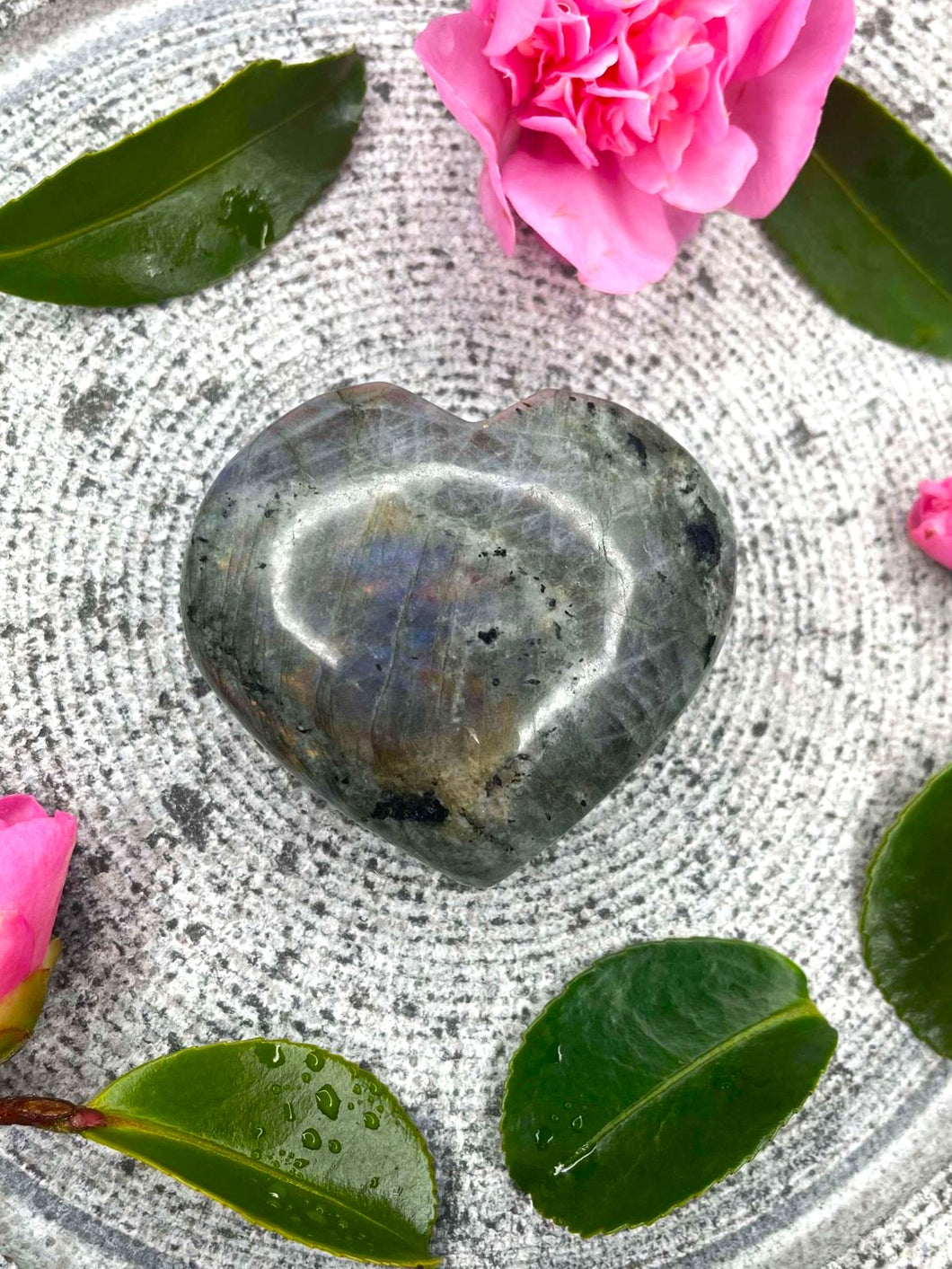 Stunning Labradorite Crystal Love Heart Carving