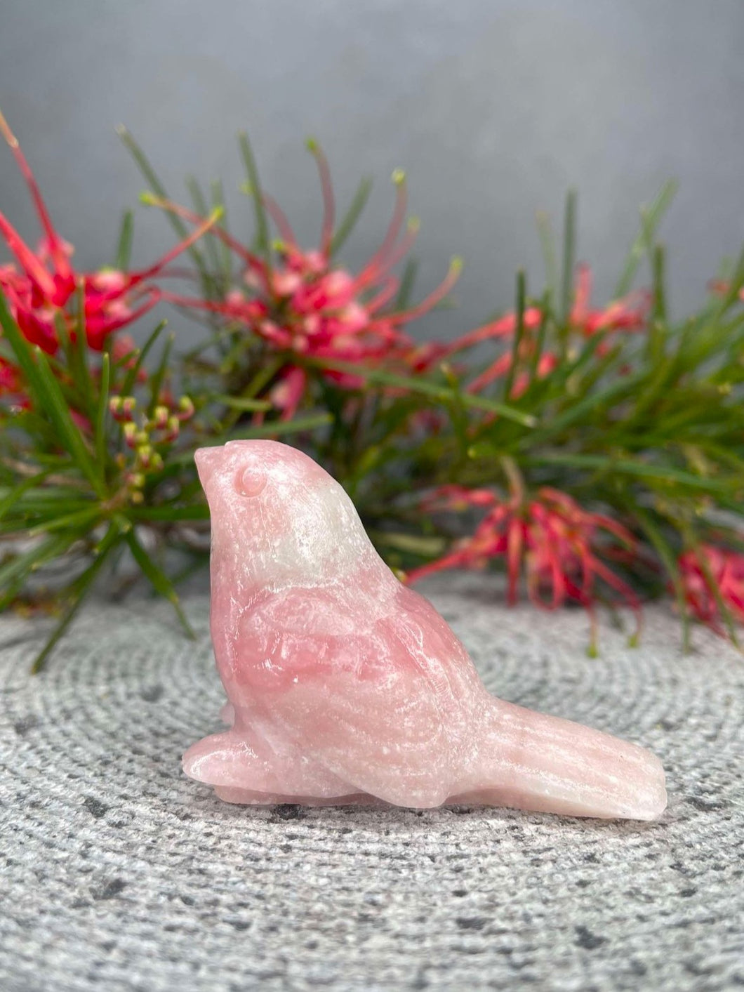 Stunning Pink Opal Bird Crystal Carving