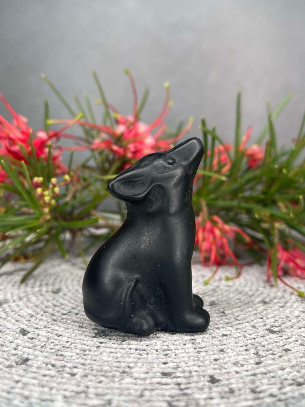 Obsidian Wolf Crystal Carving