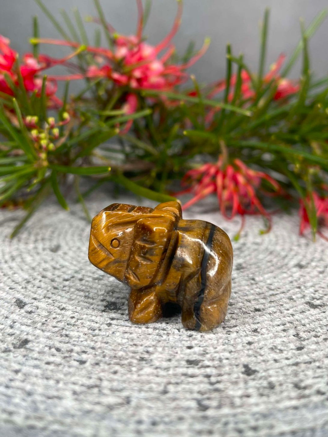 Tiger's Eye Elephant Crystal Carving