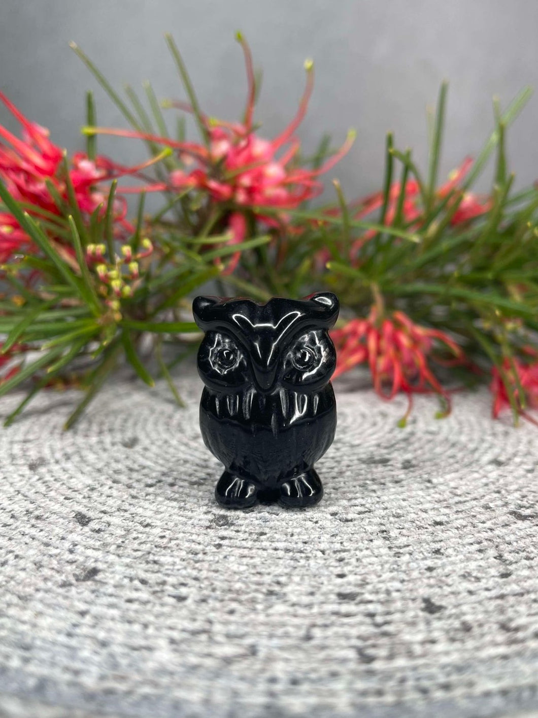 Obsidian Owl Crystal Carving