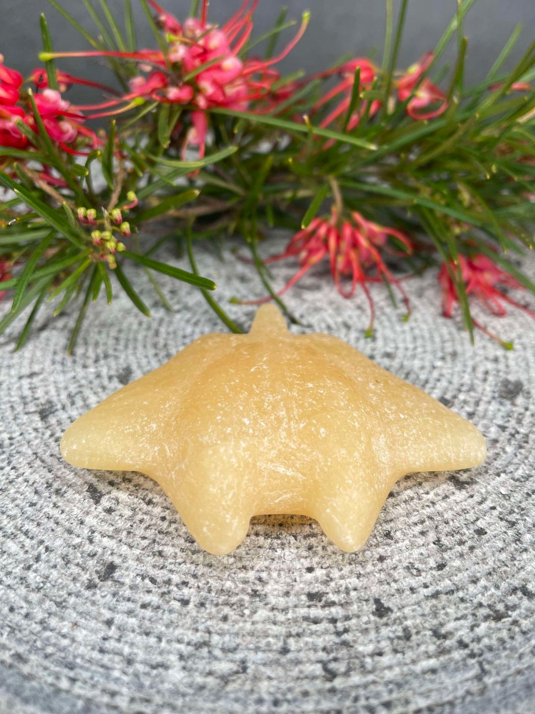 Yellow Calcite Stingray Crystal Carving