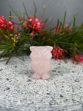 Load image into Gallery viewer, Rose Quartz Owl Crystal Carving
