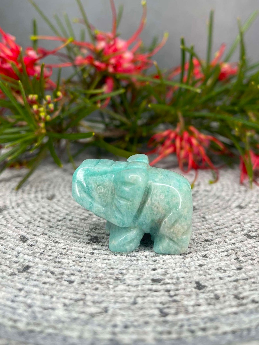 Amazonite Elephant Crystal Carving