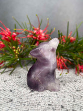 Load image into Gallery viewer, Purple Fluorite Wolf Crystal Carving
