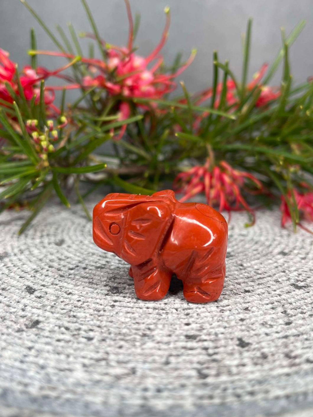 Red Jasper Elephant Crystal Carving