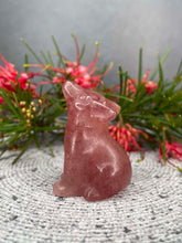 Load image into Gallery viewer, Strawberry Quartz Wolf Crystal Carving
